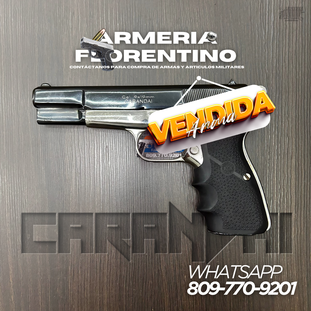 PISTOLA CARANDAI HUNGARY, CALIBRE 9MM, CAPSULAS: 13 + 1