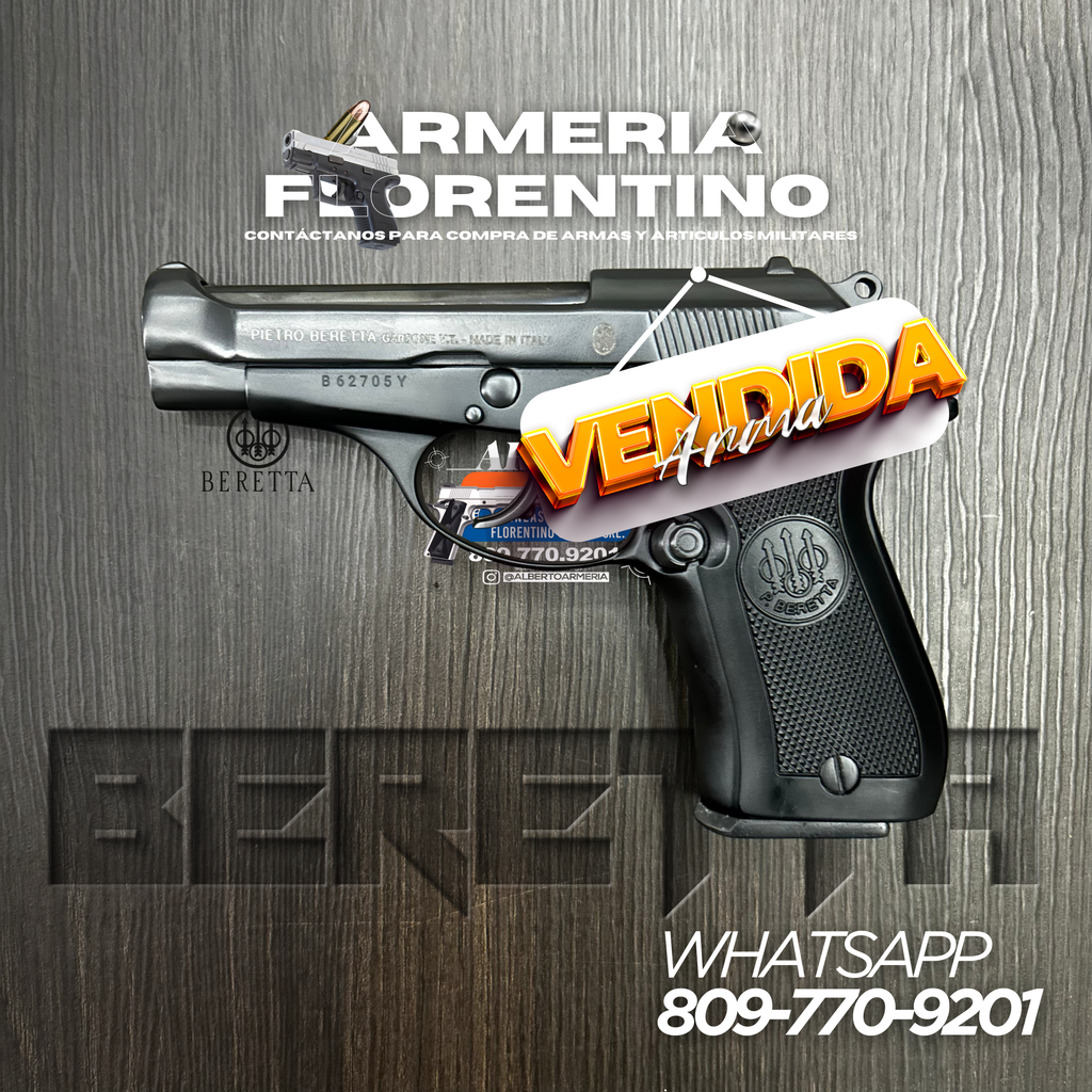 PISTOLA PIETRO BERETTA, MODELO .380 ACP, CALIBRE .380 ACP, CAPSULAS: 13 + 1