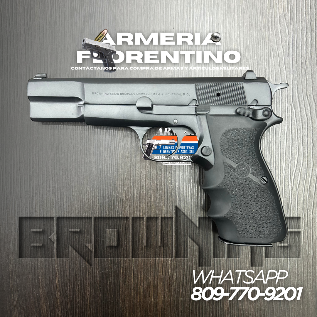 PISTOLA BROWNING BELGA, MODELO HI-POWER, CALIBRE 9MM, CAPSULAS: 13 + 1