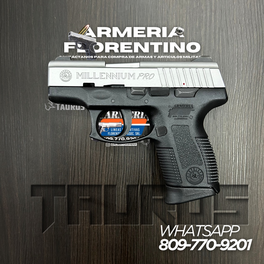 PISTOLA TAURUS, MODELO MILLENNIUM PRO, CALIBRE 9MM, CAPSULAS: 10 + 1