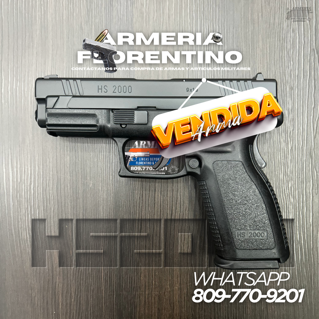 PISTOLA SPRINGFIELD, MODELO HS2000 COMPENSADA, CALIBRE 9MM, CAPSULAS: 15 + 1
