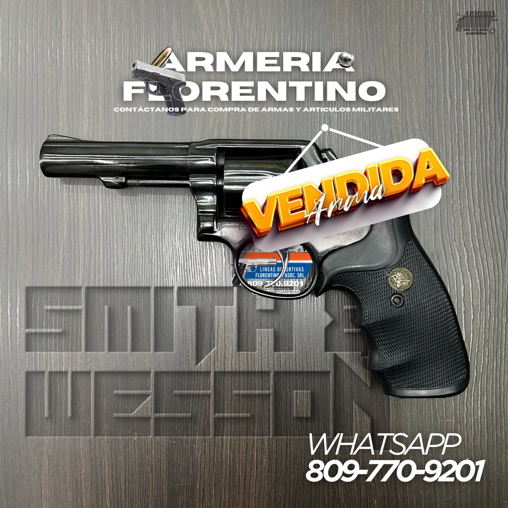 REVÓLVER SMITH & WESSON, NEGRO, CAÑÓN LARGO, CAPSULAS: 6