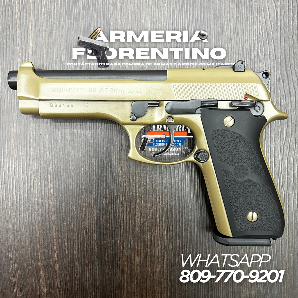 PISTOLA TAURUS, MODELO PT99, CALIBRE 9MM, CAPSULAS: 17 + 1
