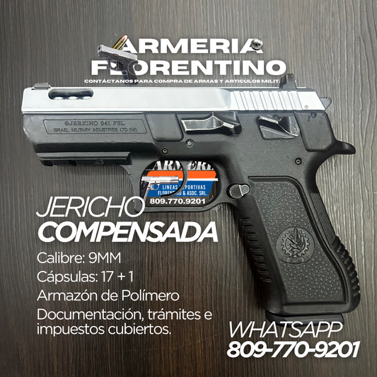 PISTOLA IWI, MODELO JERICHO COMPENSADA, CALIBRE 9MM, CAPSULAS: 17 + 1