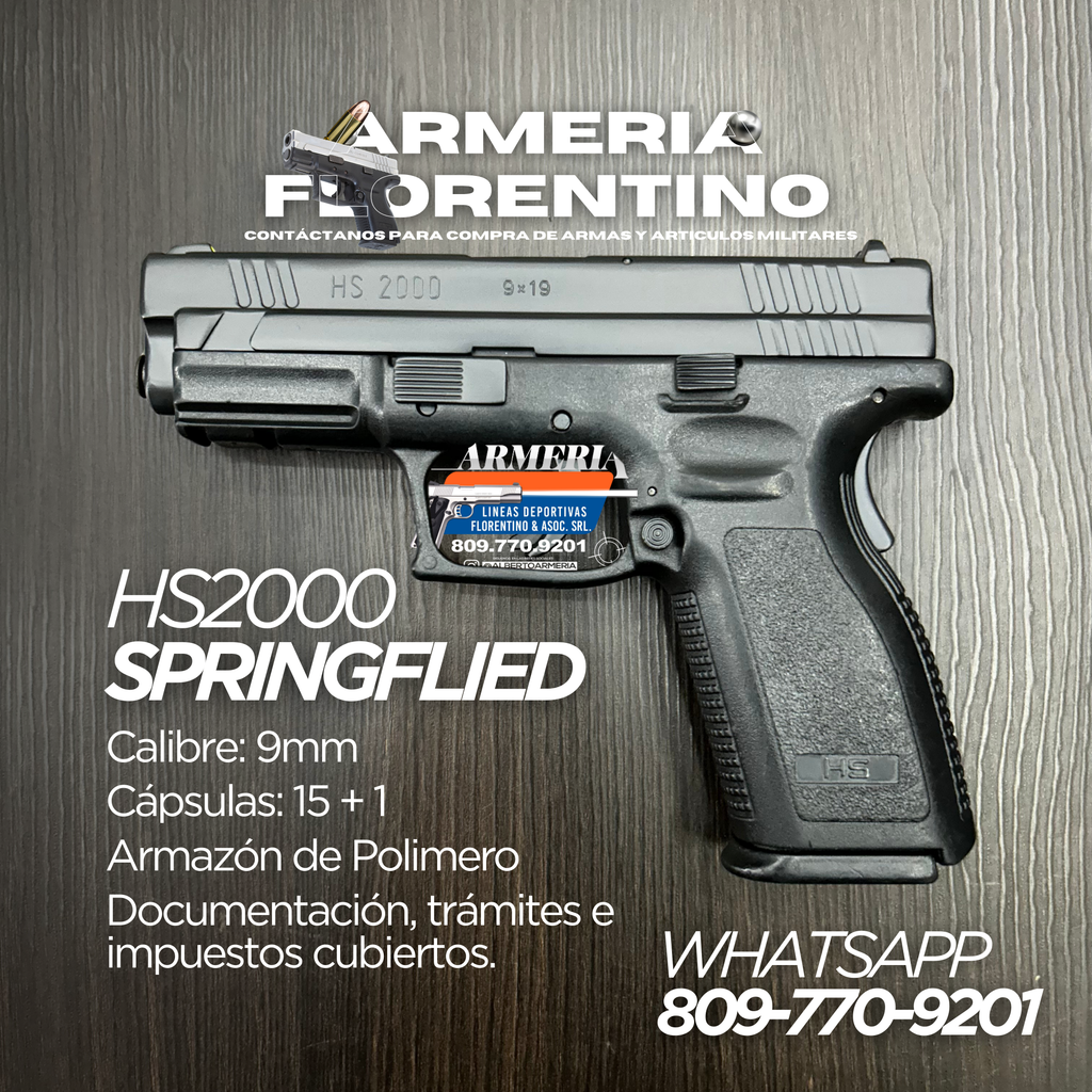 PISTOLA SPRINGFIELD, MODELO HS2000, CALIBRE 9MM, CAPSULAS: 15 + 1