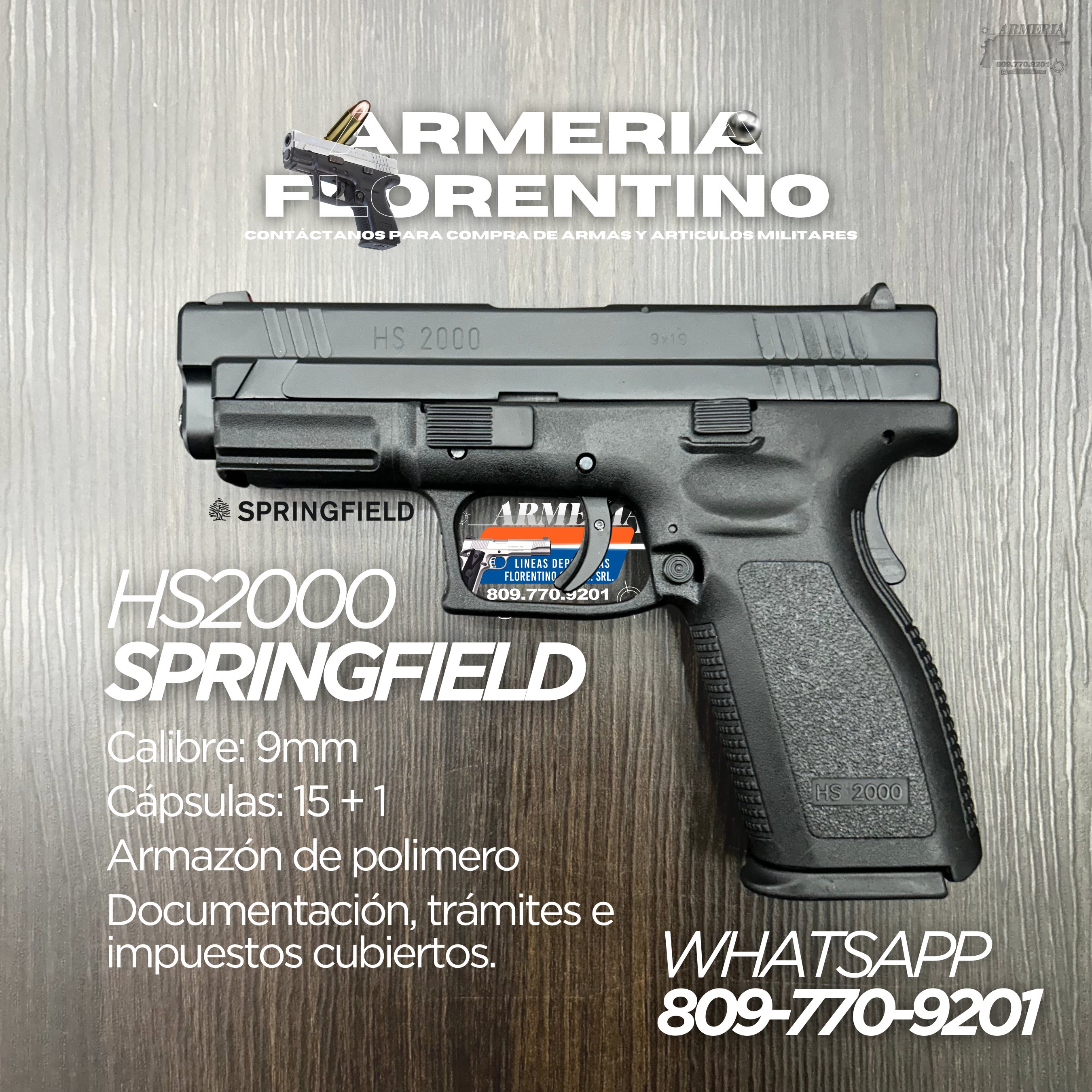 PISTOLA SPRINGFIELD, MODELO HS2000, CALIBRE 9MM, CAPSULAS: 15 + 1 (Copia)