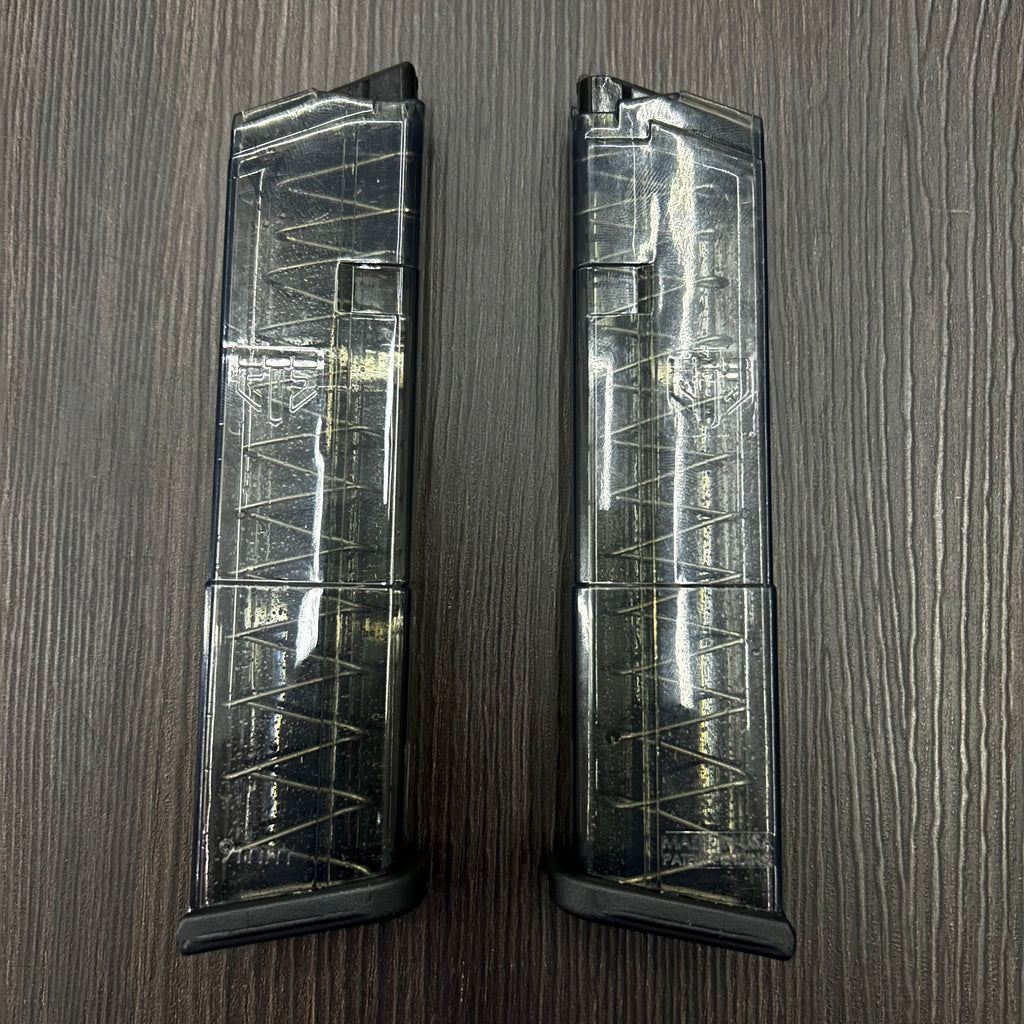 CARGADOR TRANSPARENTE PARA PISTOLAS GLOCK 43 Y 23, CALIBRE 9MM