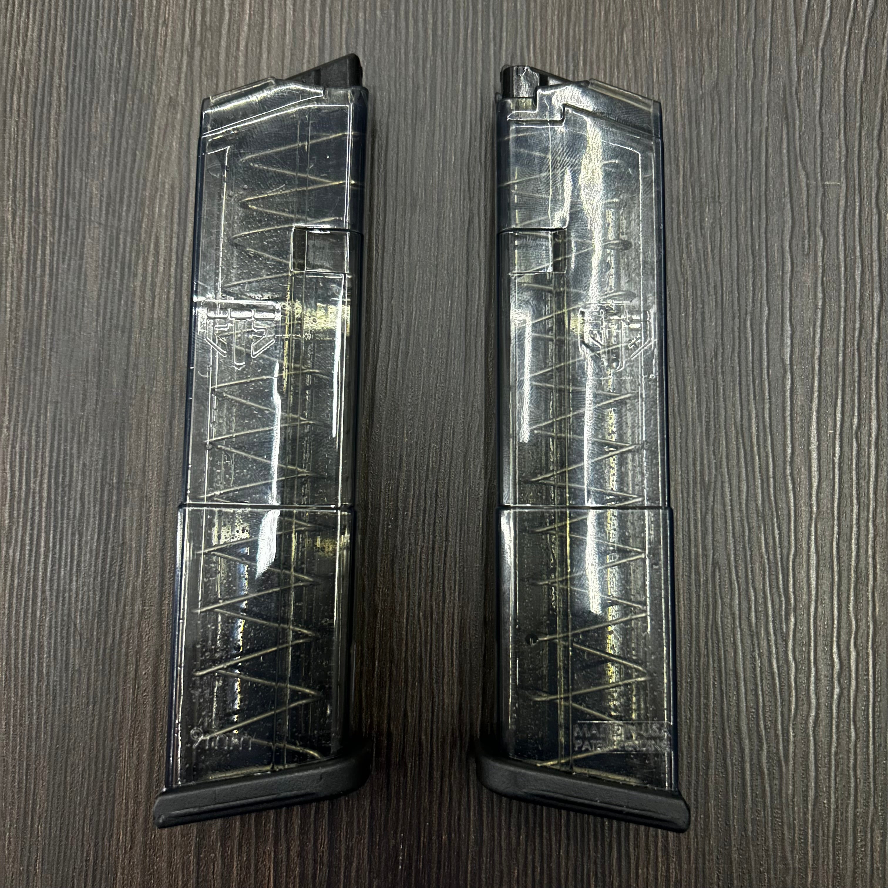 CARGADOR TRANSPARENTE PARA PISTOLAS GLOCK 43 Y 23, CALIBRE 9MM