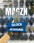 CARGADOR PARA PISTOLA GLOCK DE 40 CAPSULAS, MODELOS 17, 19, 23, 26 CALIBRE 9MM