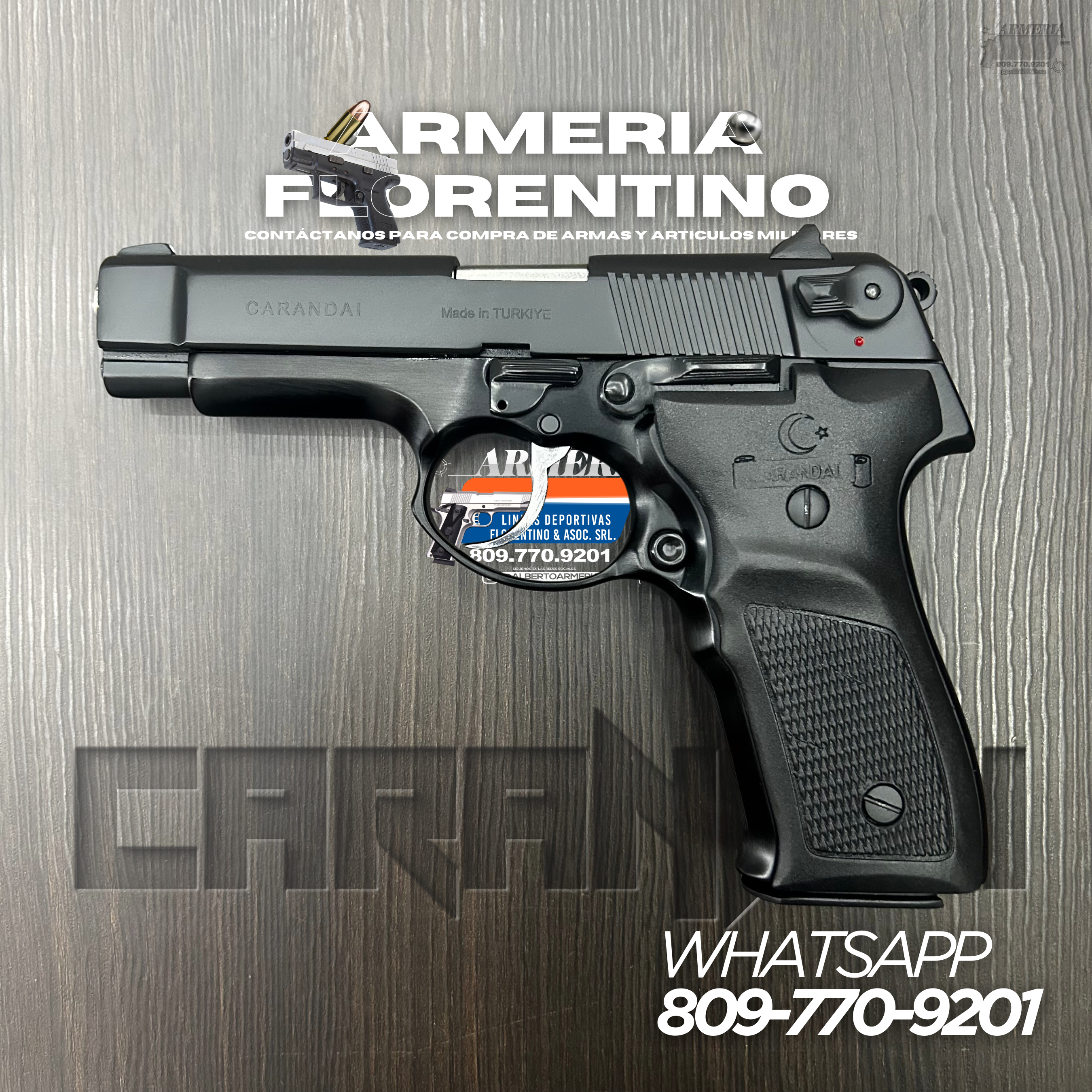 PISTOLA CARANDAI, MODELO TRABZON, CALIBRE 9MM, CAPSULAS: 15 CAPSULAS