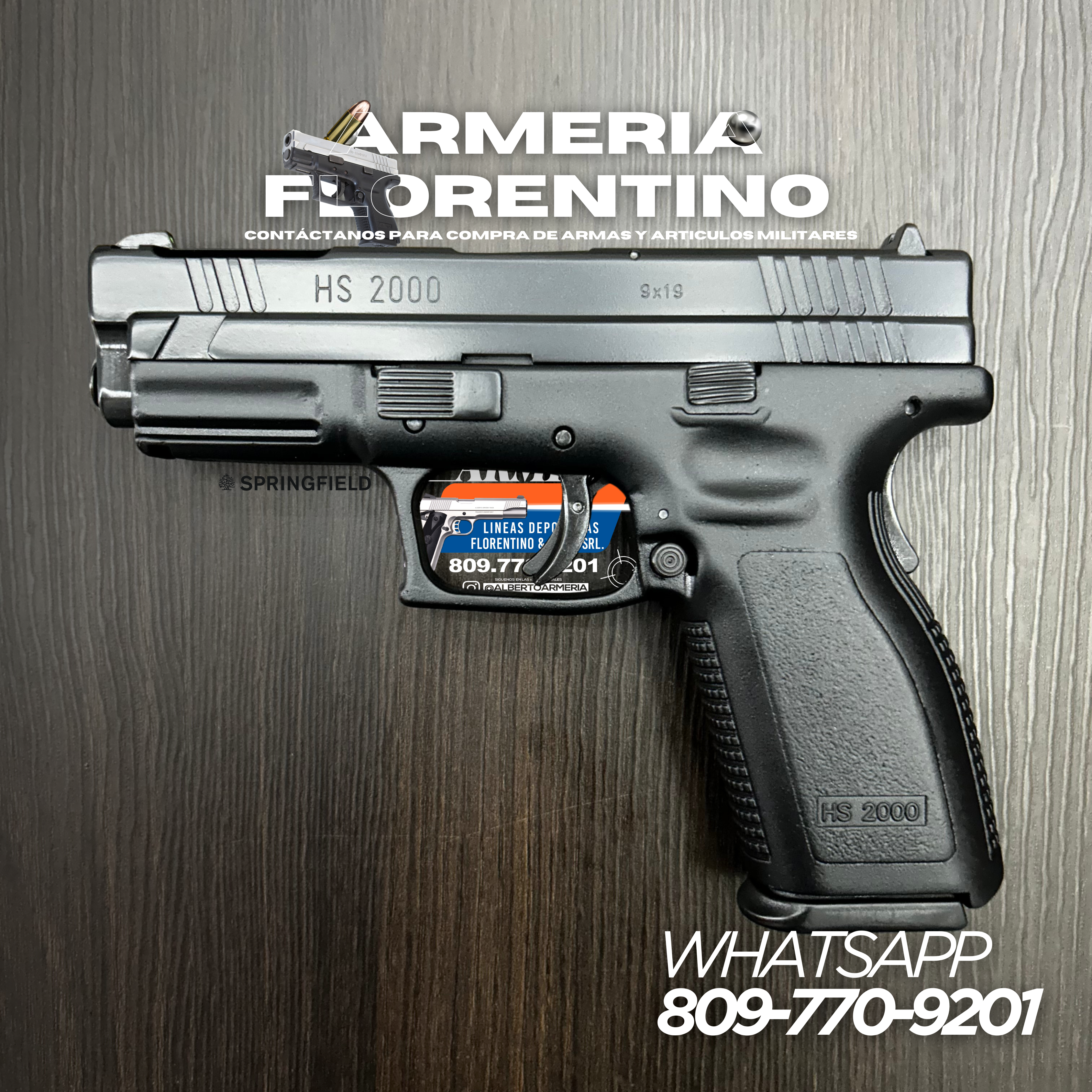 PISTOLA SPRINGFIELD, MODELO HS2000 COMPENSADA, CALIBRE 9MM, CAPSULAS: 16 + 1