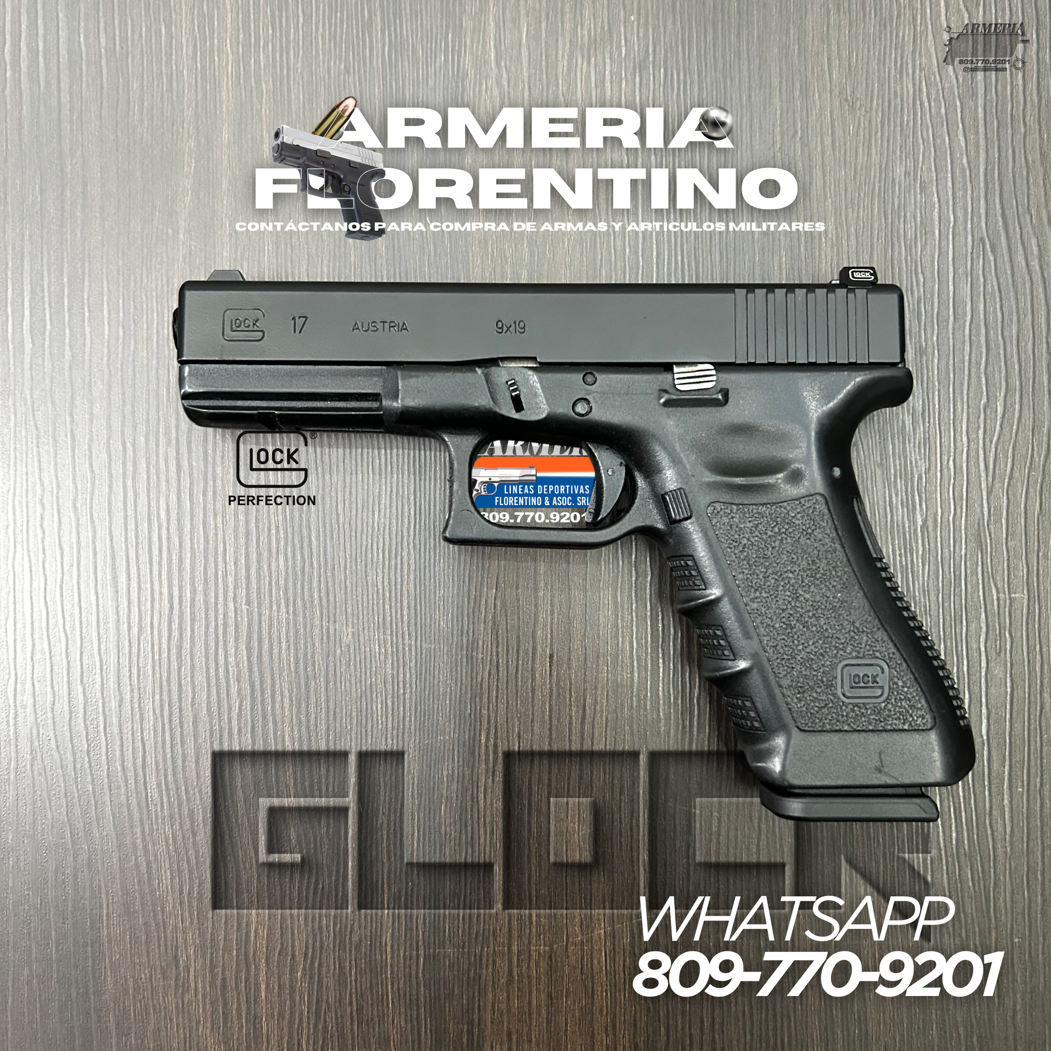 PISTOLA GLOCK, MODELO 17, CALIBRE 9MM, CAPSULAS: 17 + 1