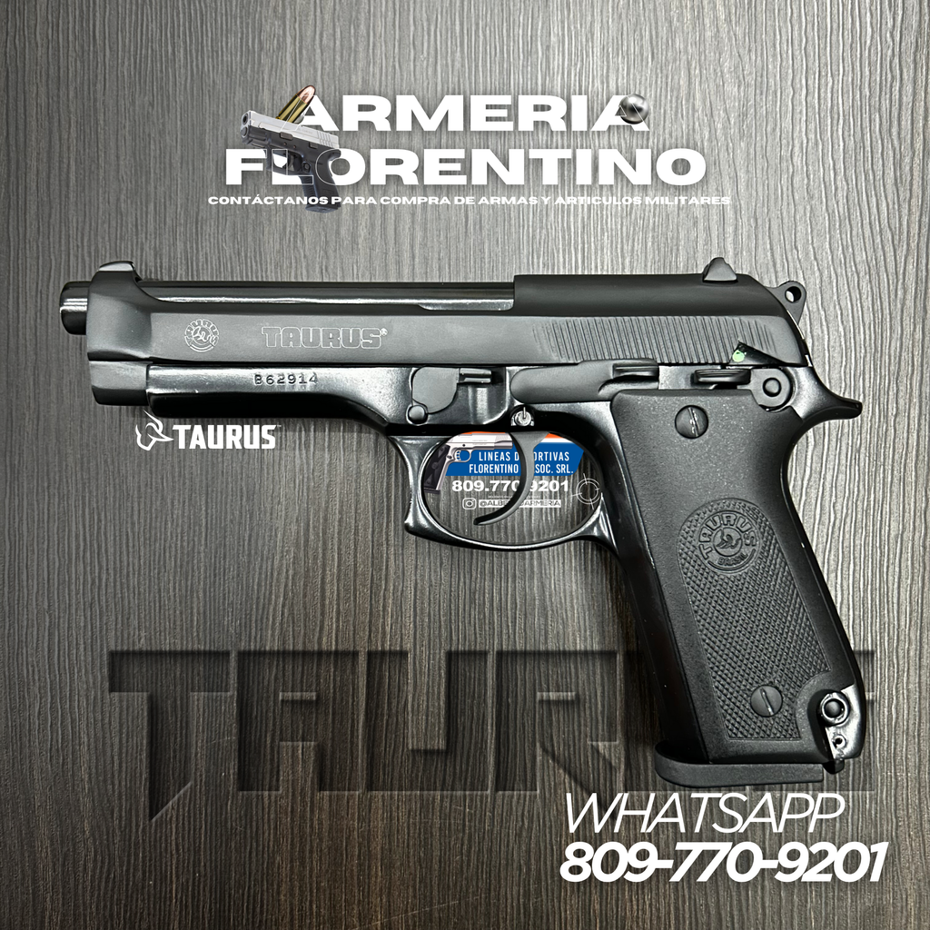 PISTOLA TAURUS, MODELO PT-92, CALIBRE 9MM, CAPSULAS: 17 + 1