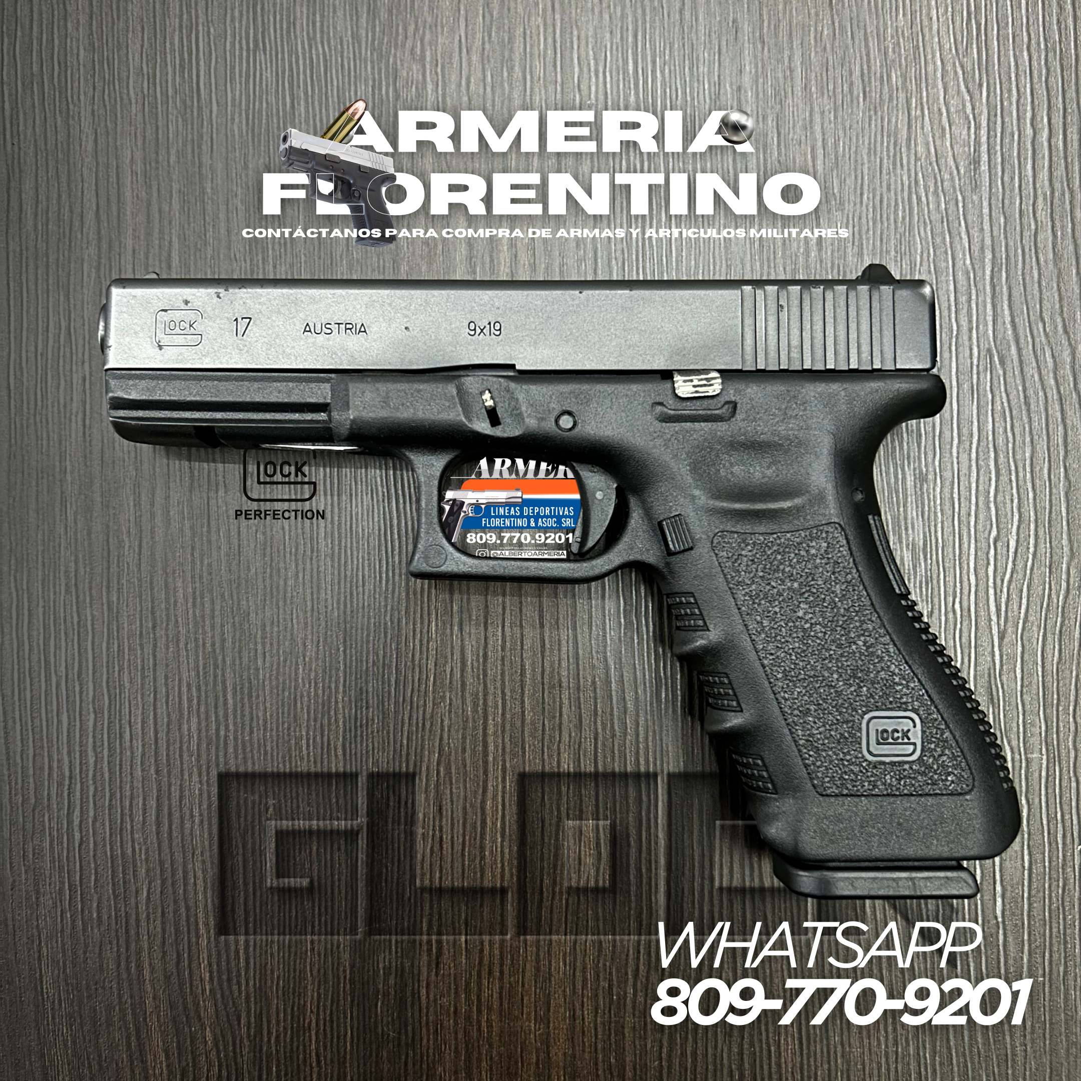 PISTOLA GLOCK, MODELO 17, CALIBRE 9MM, CAPSULAS: 17 + 1