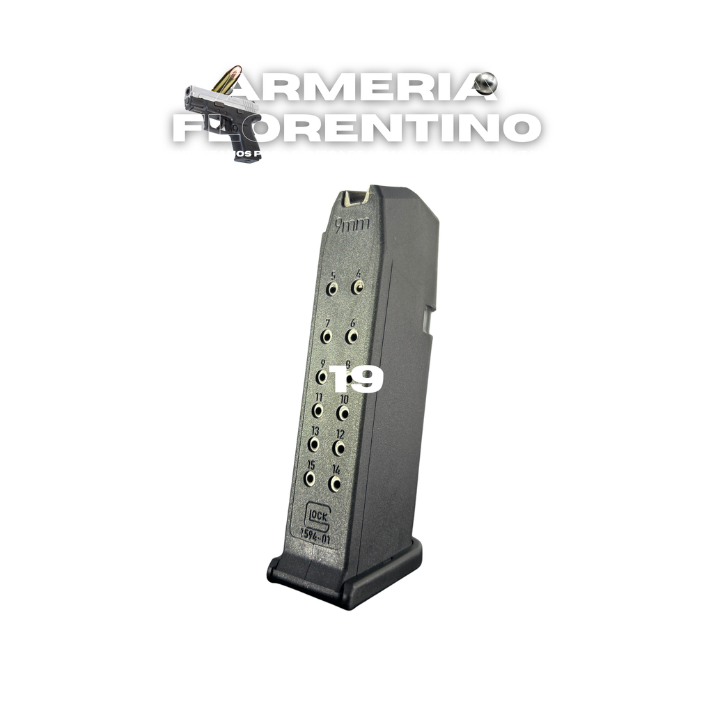CARGADOR PARA PISTOLA GLOCK 19 DE 15 CÁPSULAS – ORIGINAL – CALIBRE 9MM