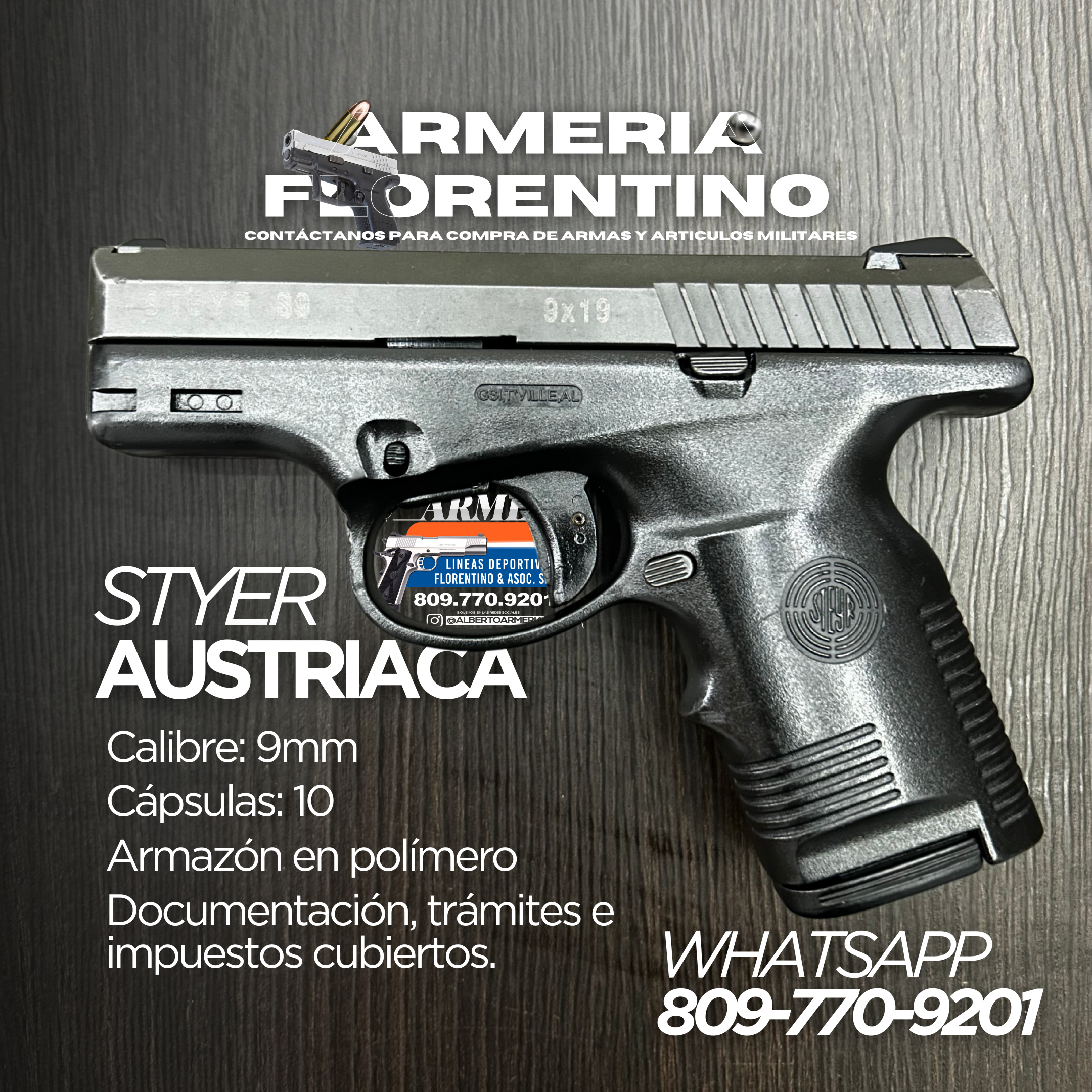 PISTOLA STYER, AUSTRIACA, CALIBRE: 9MM, CAPSULAS 10 + 1