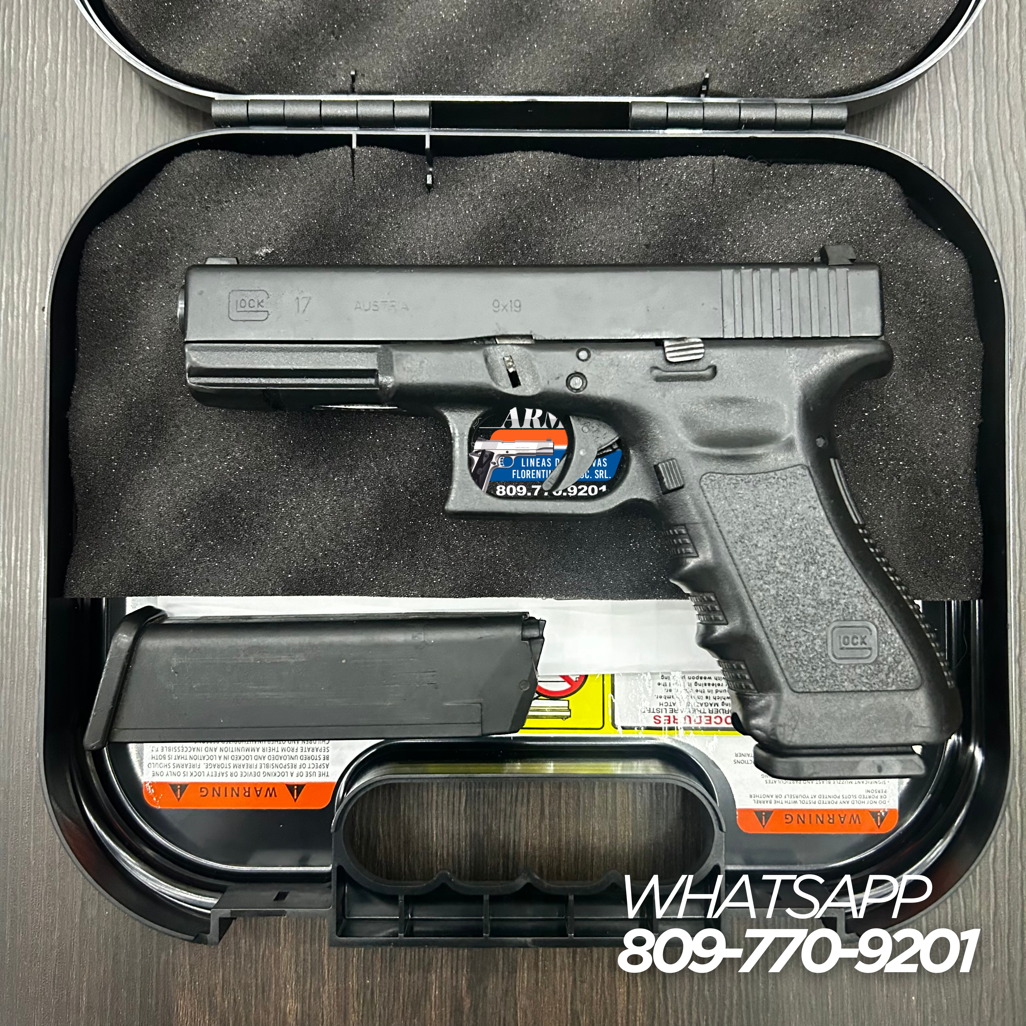 PISTOLA GLOCK, MODELO 17, CALIBRE 9MM, CAPSULAS: 17 + 1
