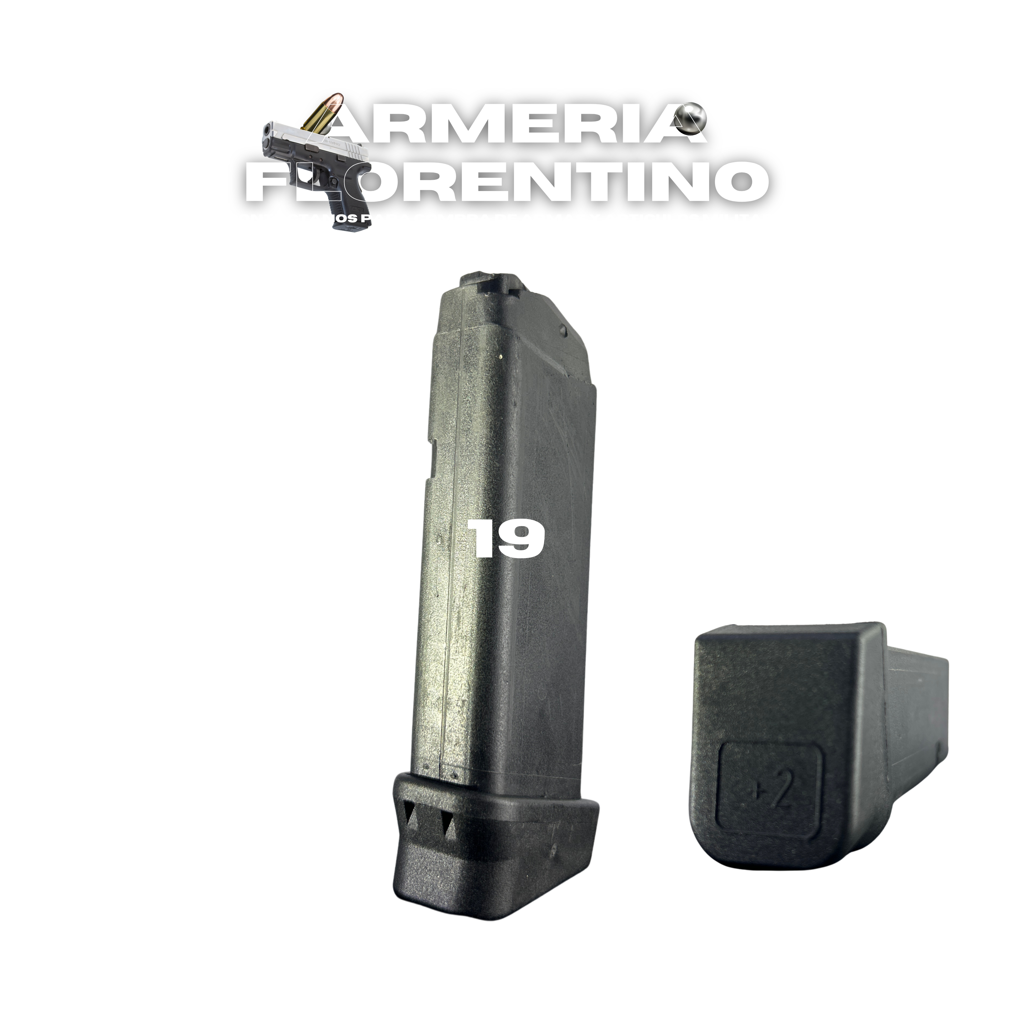 CARGADOR PARA PISTOLA GLOCK 19 CON EXTENSIÓN +2 – 17 CÁPSULAS – ORIGINAL – CALIBRE 9MM