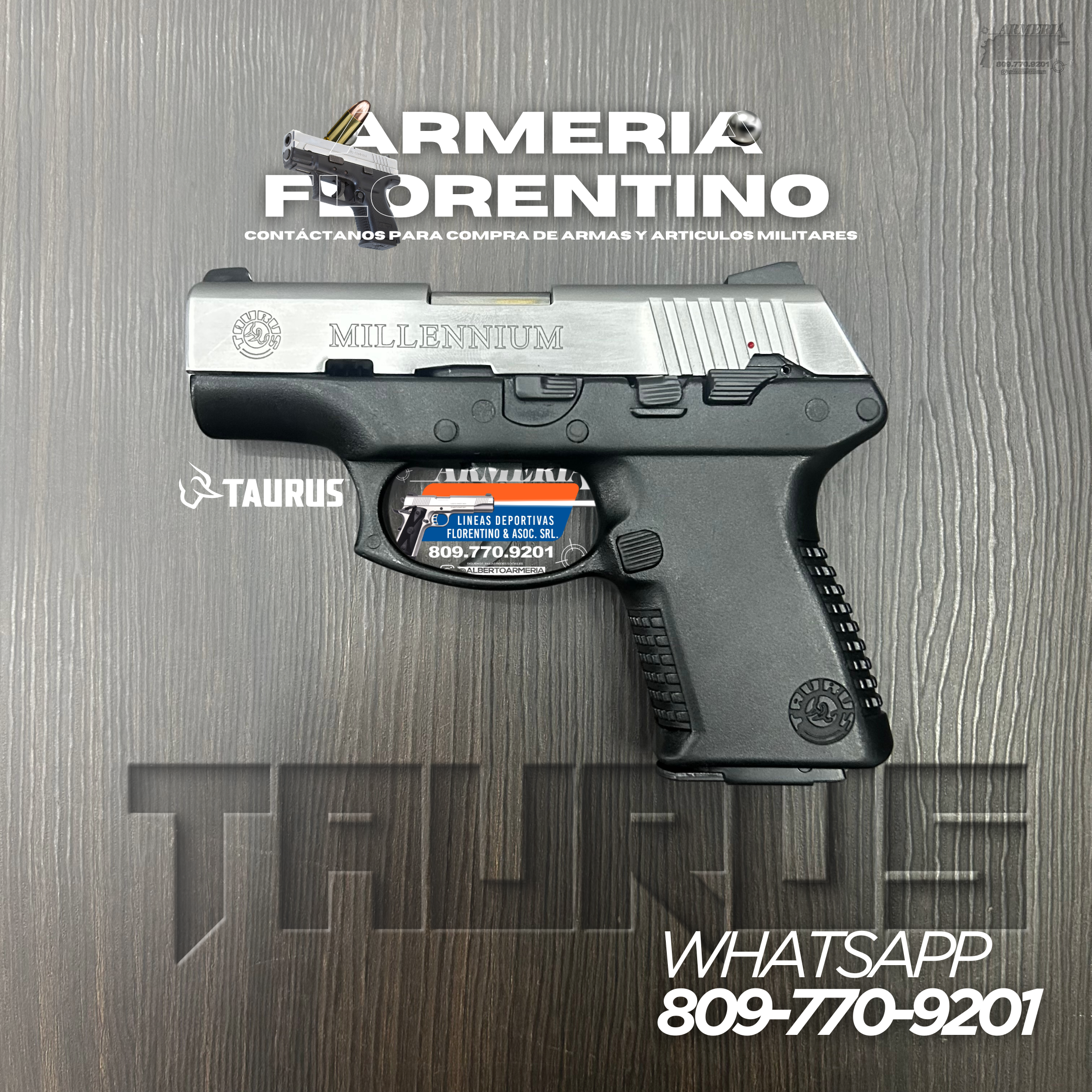 PISTOLA TAURUS, MODELO MILLENNIUM PT111, CALIBRE 9MM, CAPSULAS: 10 + 1