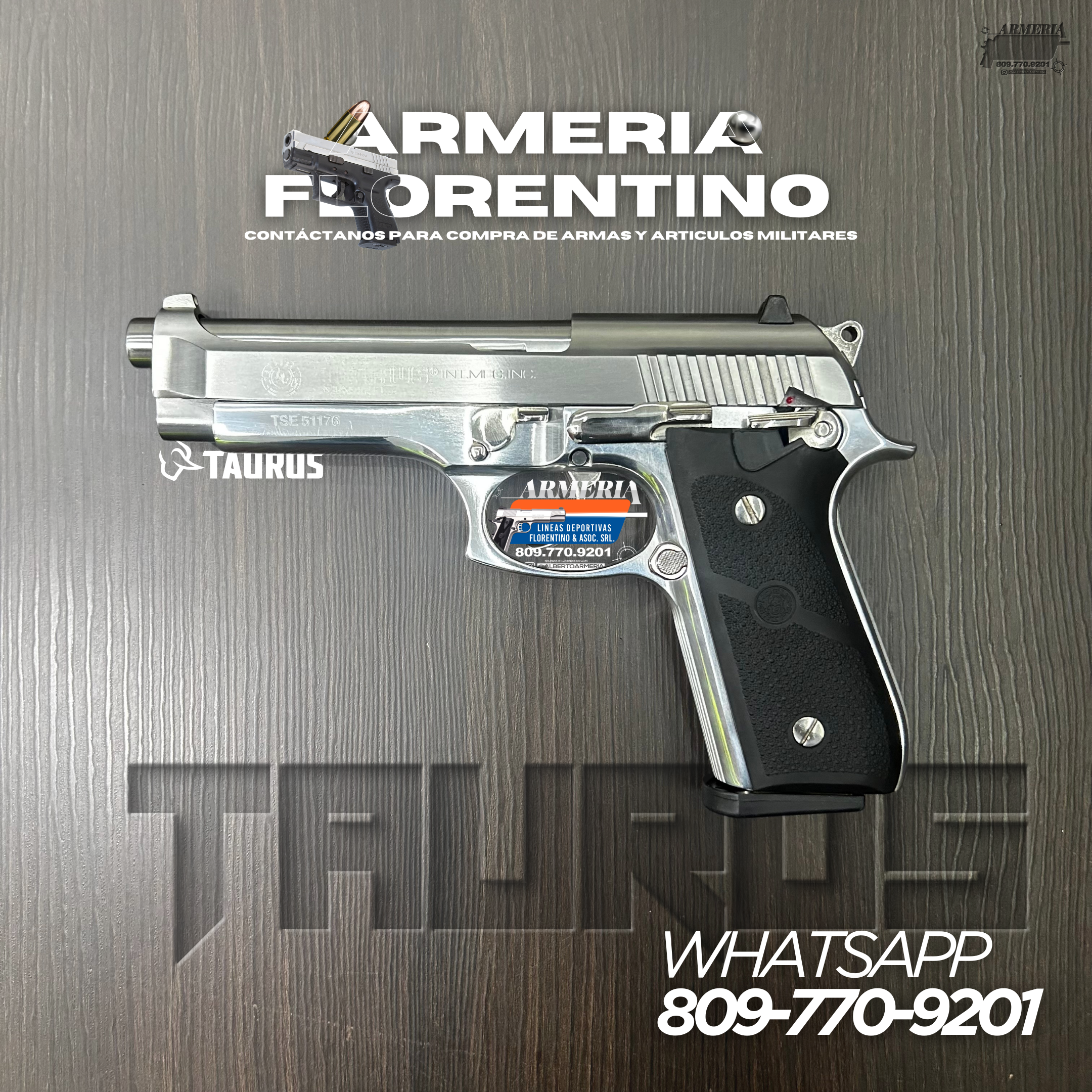 PISTOLA TAURUS, MODELO PT 92 AFS, CALIBRE 9MM, CAPSULAS: 15 + 1