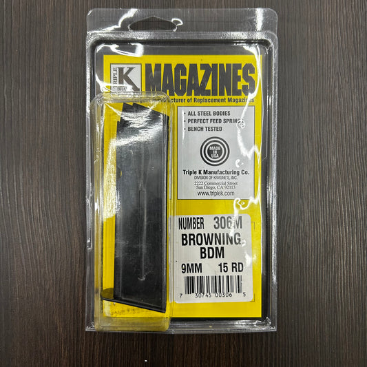 CARGADOR PARA PISTOLA BROWNING BDM DE 15 BALAS, CALIBRE 9MM